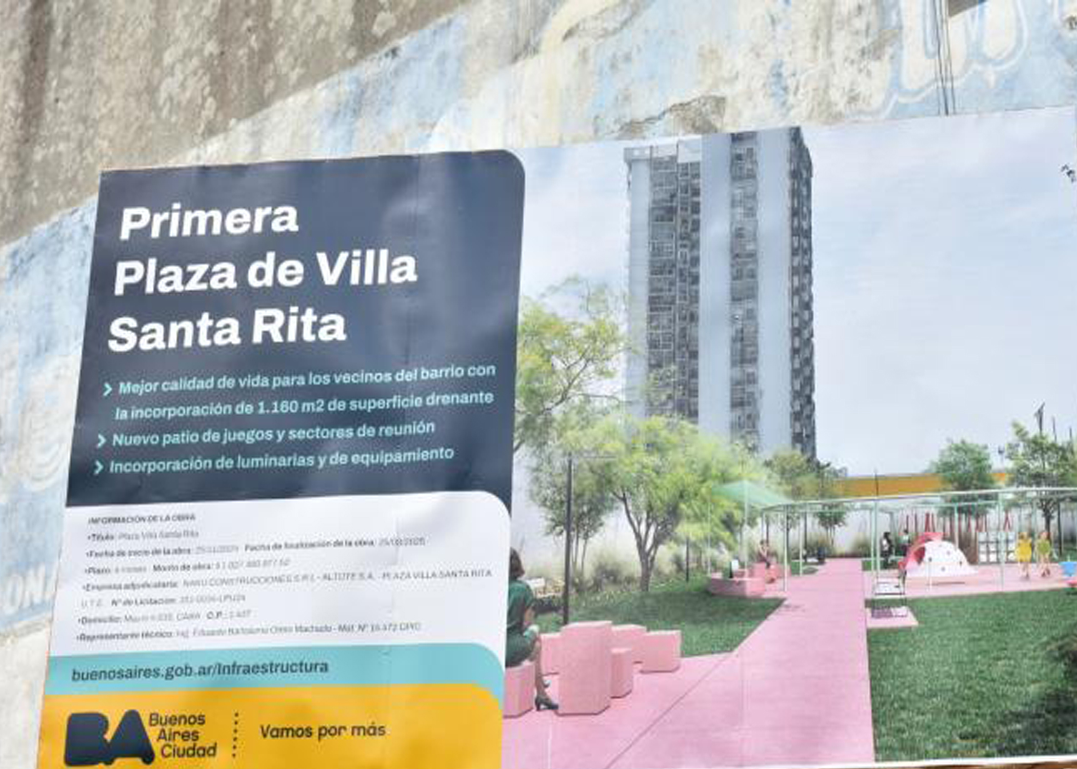 Proyecto del GCBA para la plaza en Santa Rita